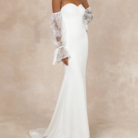 Lulus Everlasting Desire White Mesh Pearl Off-the-shoulder Maxi Dress - Size XS - Picture 5 of 5